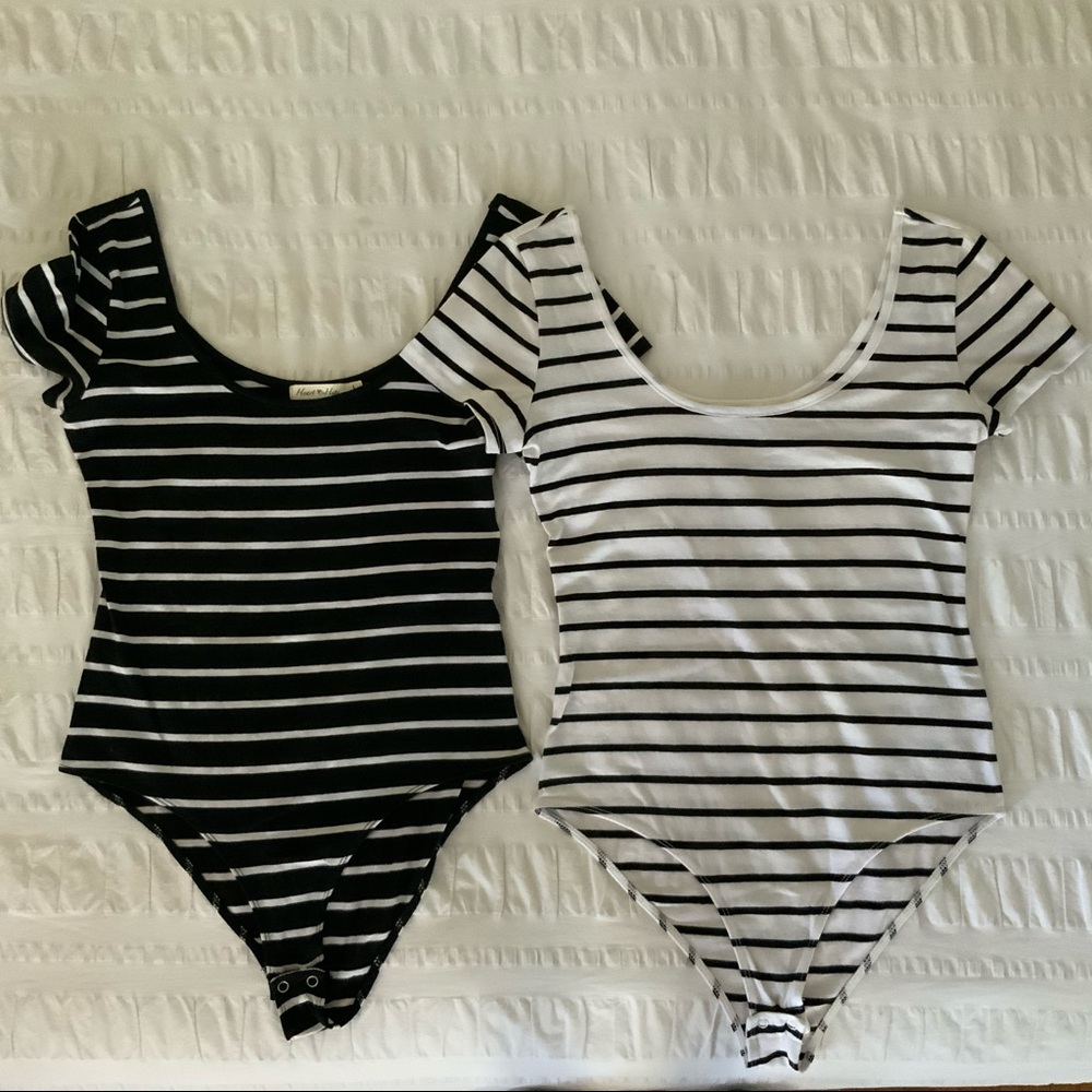 2 Pack Stripped Bodysuits